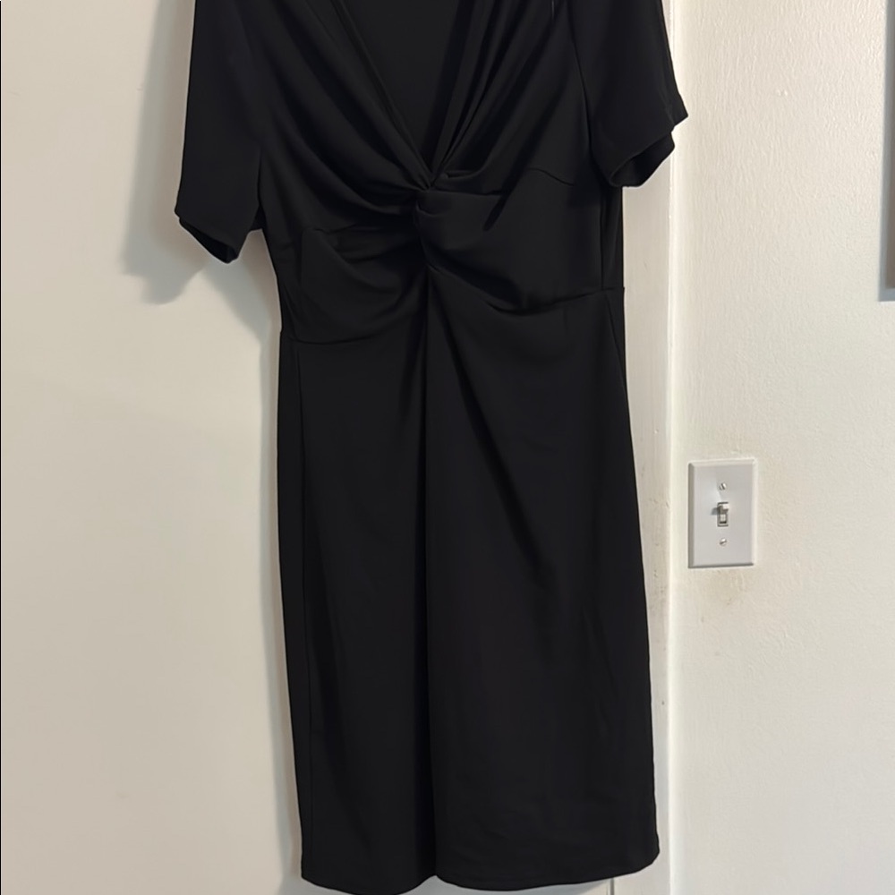 Black Sheath Midi Dress with Cowl Neck